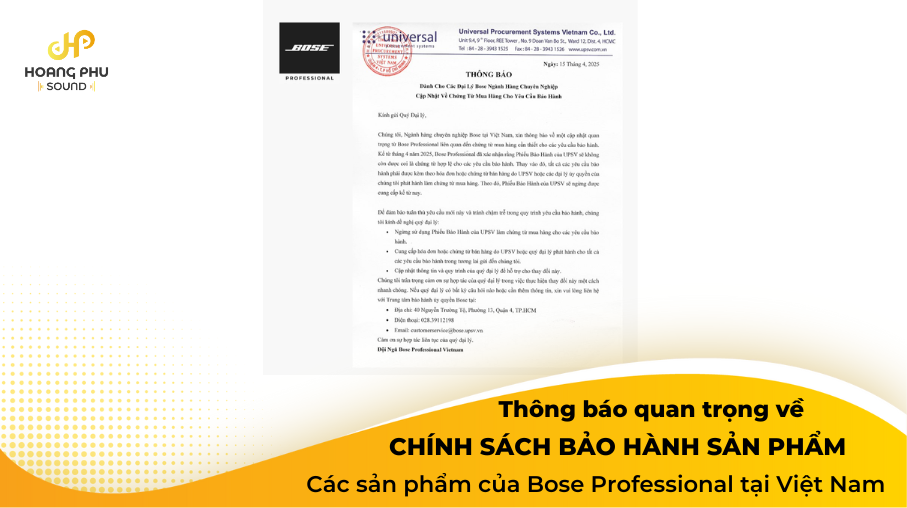 Thông báo về Phiếu bảo hành sản phẩm của Bose Professional tại Việt Nam 40 Chinh sach bao hanh san pham bose tai viet nam